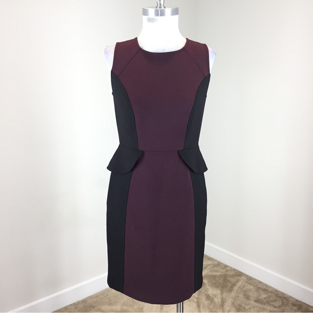 NWOT - Ann Taylor LOFT Burgundy Black Sleeveless Ponte Knit Dress - Size 6